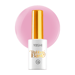 Yoshi Rubber Base nagellak met gouden dop, geschikt voor gelnagels en versterking.