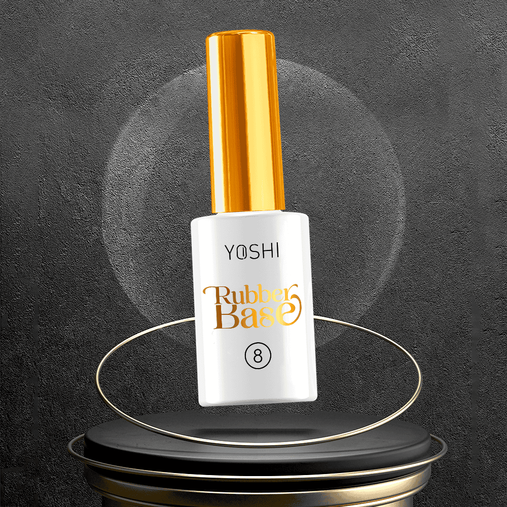 Yoshi Rubber Base nagellak voor sterke en flexibele nagels, ideaal voor gel en acryl.