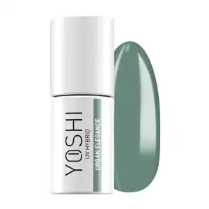 Yoshi UV Hybrid nagellak in groene tint, ideaal voor elegante nagelverzorging.
