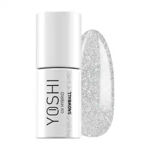 Yoshi UV Hybrid nagellak Snowball met glitters, perfect voor elegante nagelstyling.