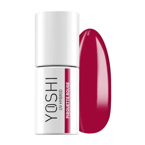 Yoshi UV Hybrid nagellak in dieprode kleur, perfect voor stijlvolle manicure en pedicure.