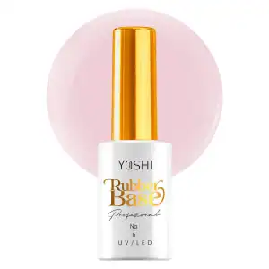 Yoshi Rubber Base nagellak met gouden dop, ideaal voor professionele nagelverzorging.