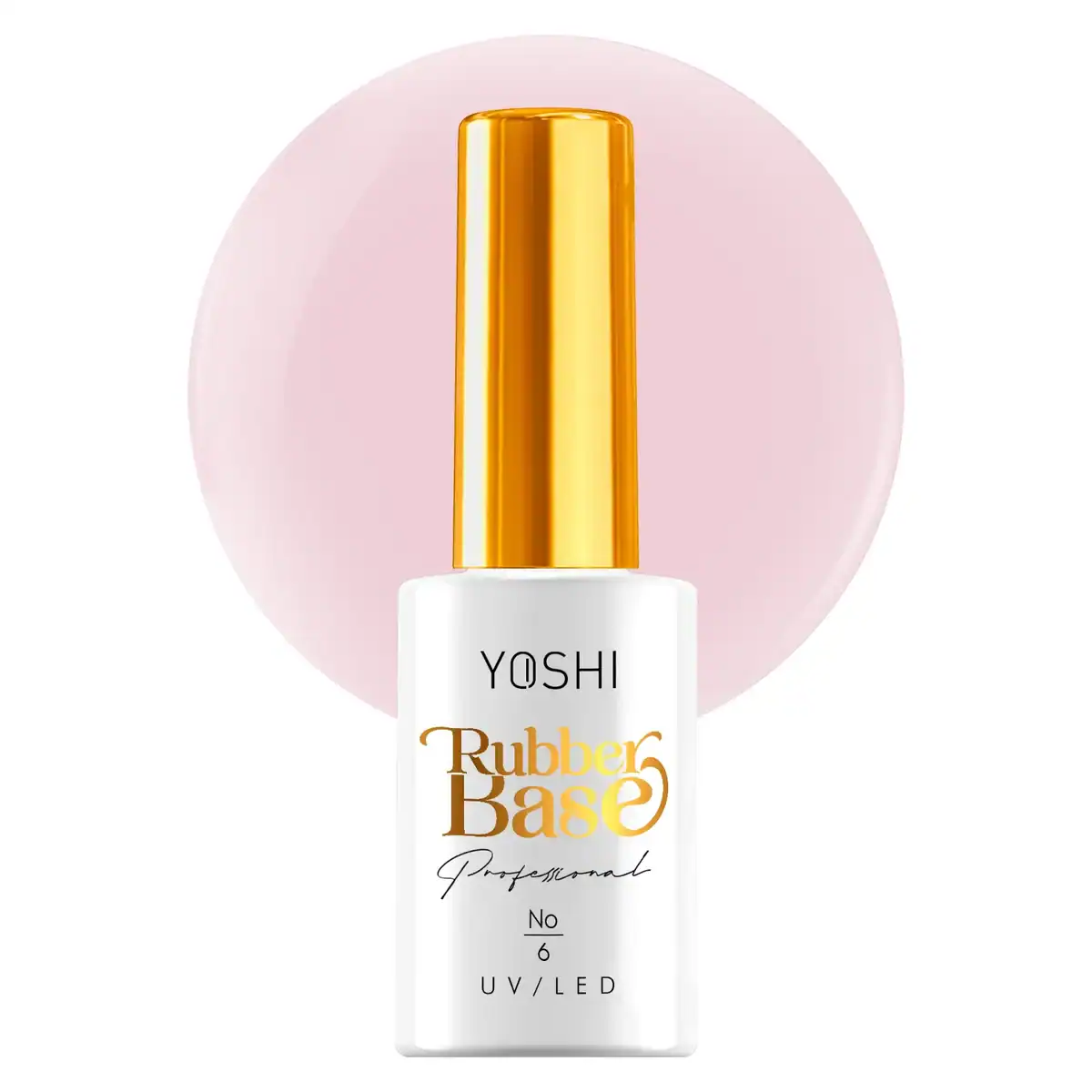 Yoshi Rubber Base nagellak met gouden dop, ideaal voor professionele nagelverzorging.