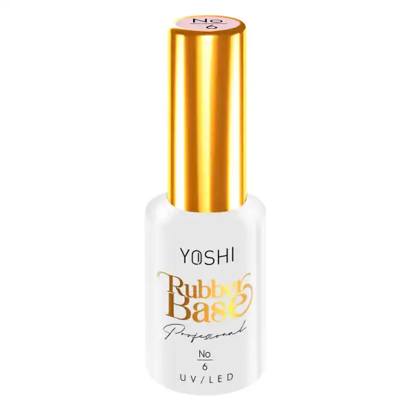 Gellak basislaag Yoshi Rubber Base No 6 voor professionele nagelverzorging.