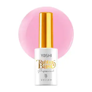 Yoshi Rubber Base nagellak met gouden dop, geschikt voor professionele nagelverzorging.