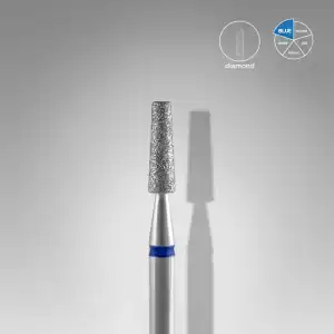 Diamant nagelvijl met glitters en blauwe ring voor professionele nagelverzorging.