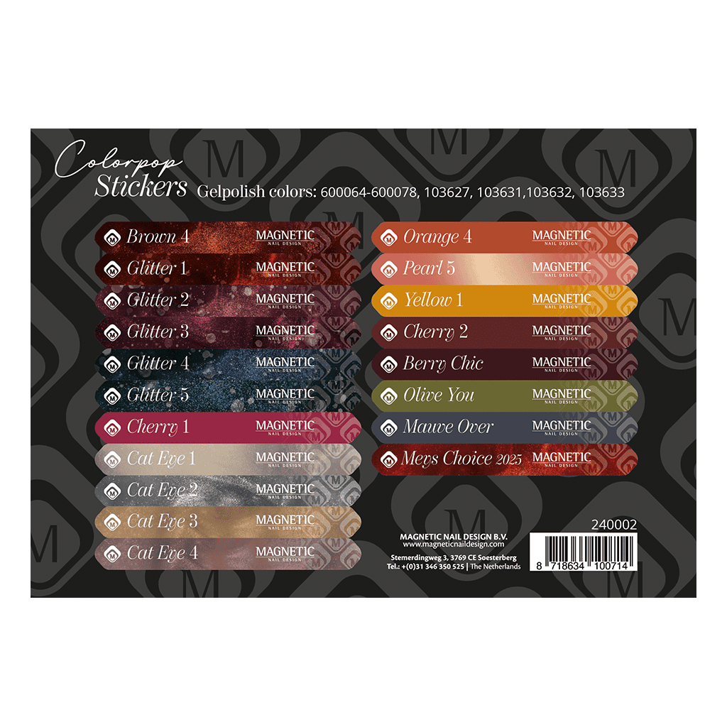 Gellak kleuren sticker set met diverse magnetische kleuren voor nagelkunst.