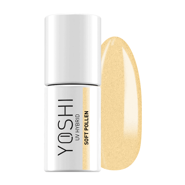 YOSH UV Hybrid nagellak fles met zachte pollenkleur, geschikt voor professionele nagelverzorging.
