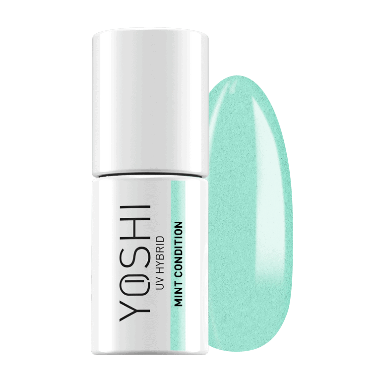 YOSHI UV Hybrid Mint Conditie nagellak, geschikt voor gelnagels en manicure.