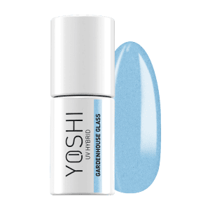 UV hybride gel in pot met blauwe kleur voor nagelverzorging.