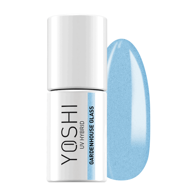 UV hybride gel in pot met blauwe kleur voor nagelverzorging.