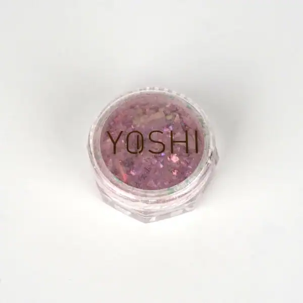 Yoshi glitter nagelpoeder in pot voor nagelkunst en nail art, roze en holografische effecten, geschi.