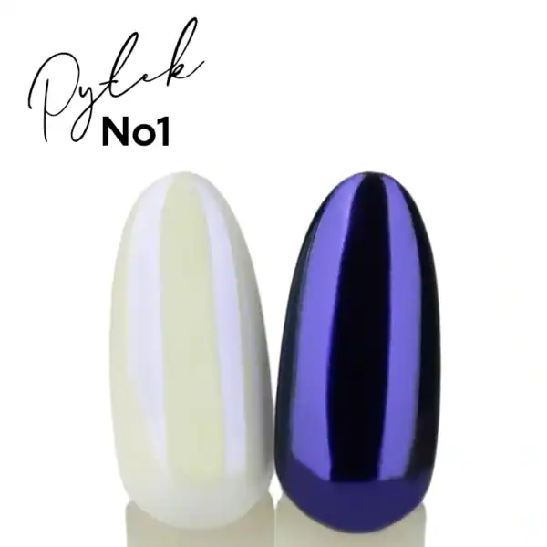 Zilveren en paarse metallic nagellakstijlen op kunstnagels voor elegante manicure.