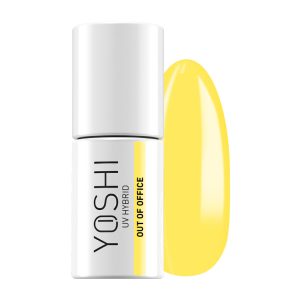 Yoshi UV Hybrid nagellak fles en swatch met gele kleur.