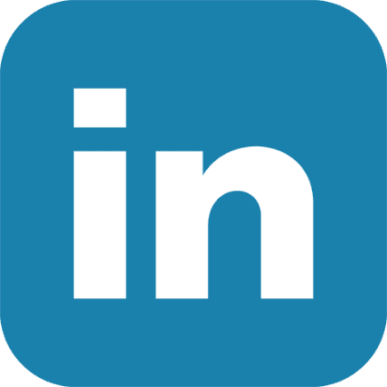 LinkedIn logo: a blue square with rounded corners, containing the white lowercase letters "in".