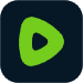 A green triangular play button icon is centered on a dark background.