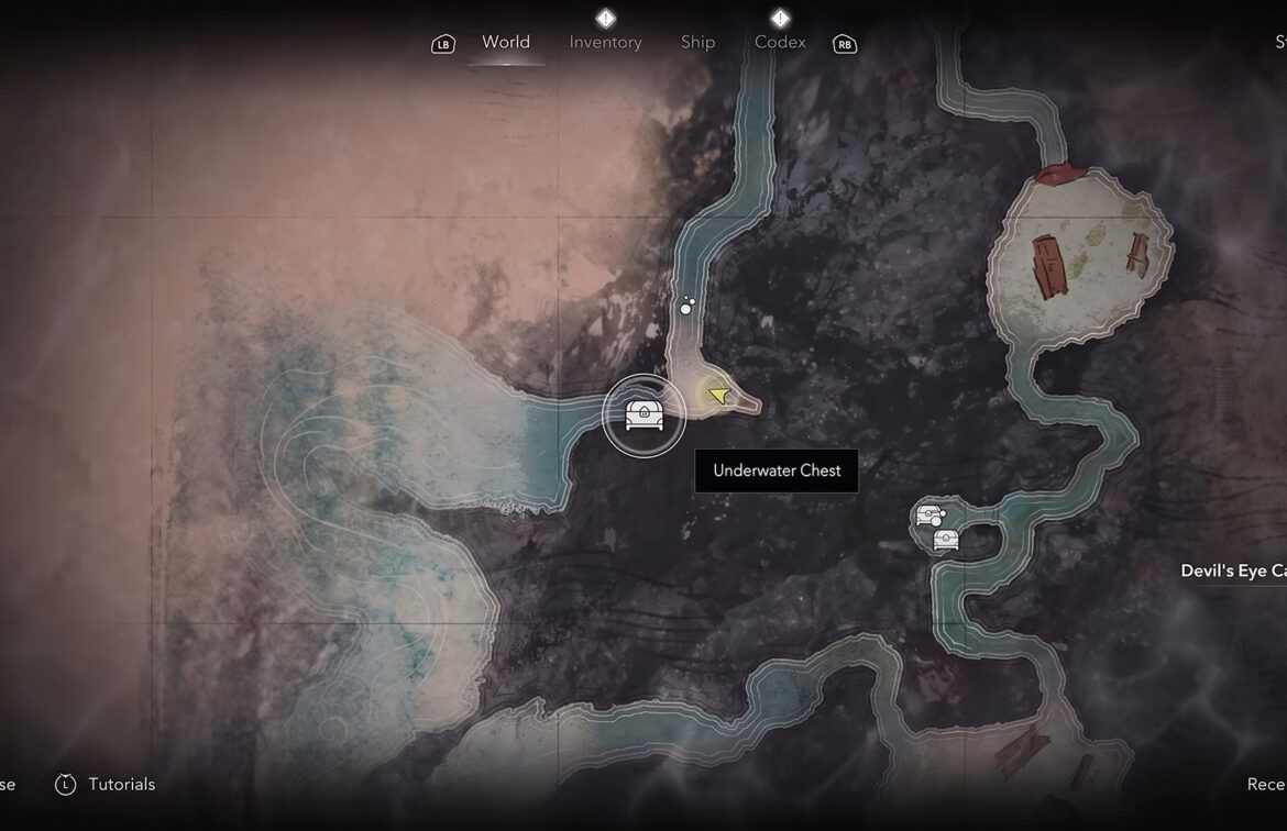 Mini-map with the chest marked
