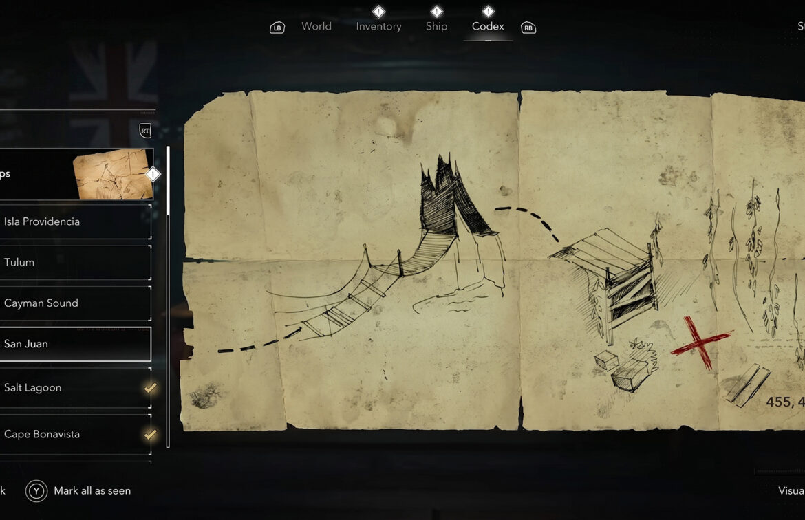 The treasure map looks like this
