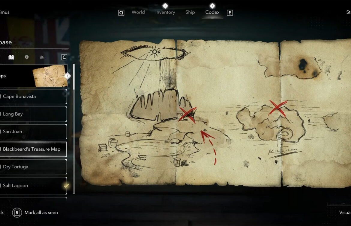 Blackbeard's Treasure Map in Black Flag Resynced