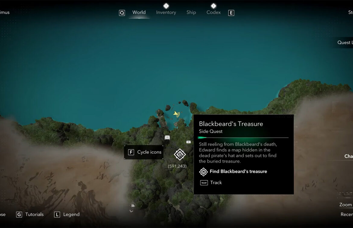 Blackbeard's Treasure Map Black Flag Resynced Coordinates