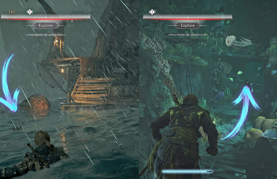 Dive underwater and follow my arrow