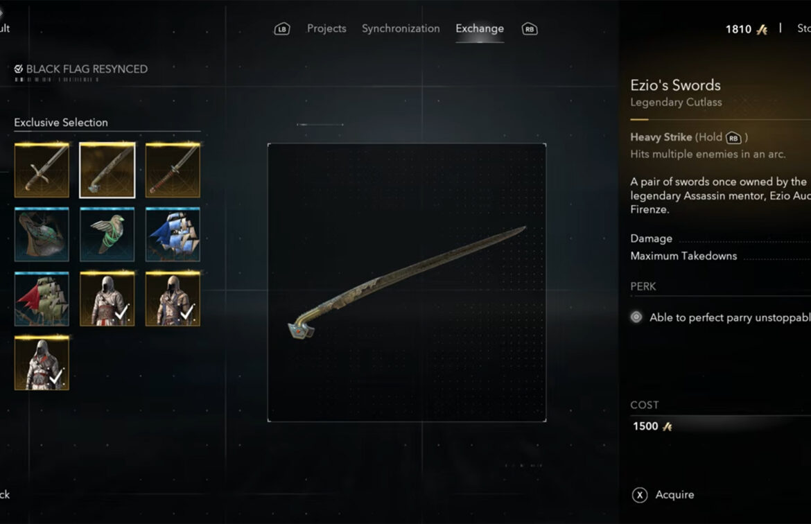 Ezio Swords Overpowered Weapon