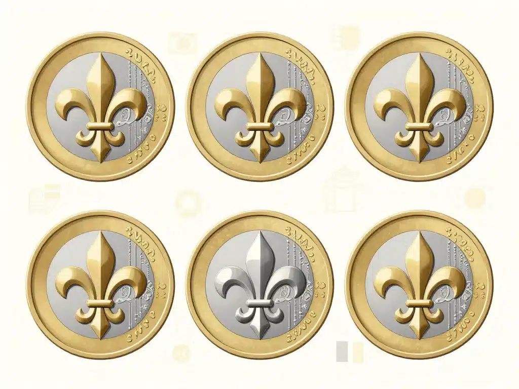 Visuel explications pièce 2 euros fleur de lys en détail