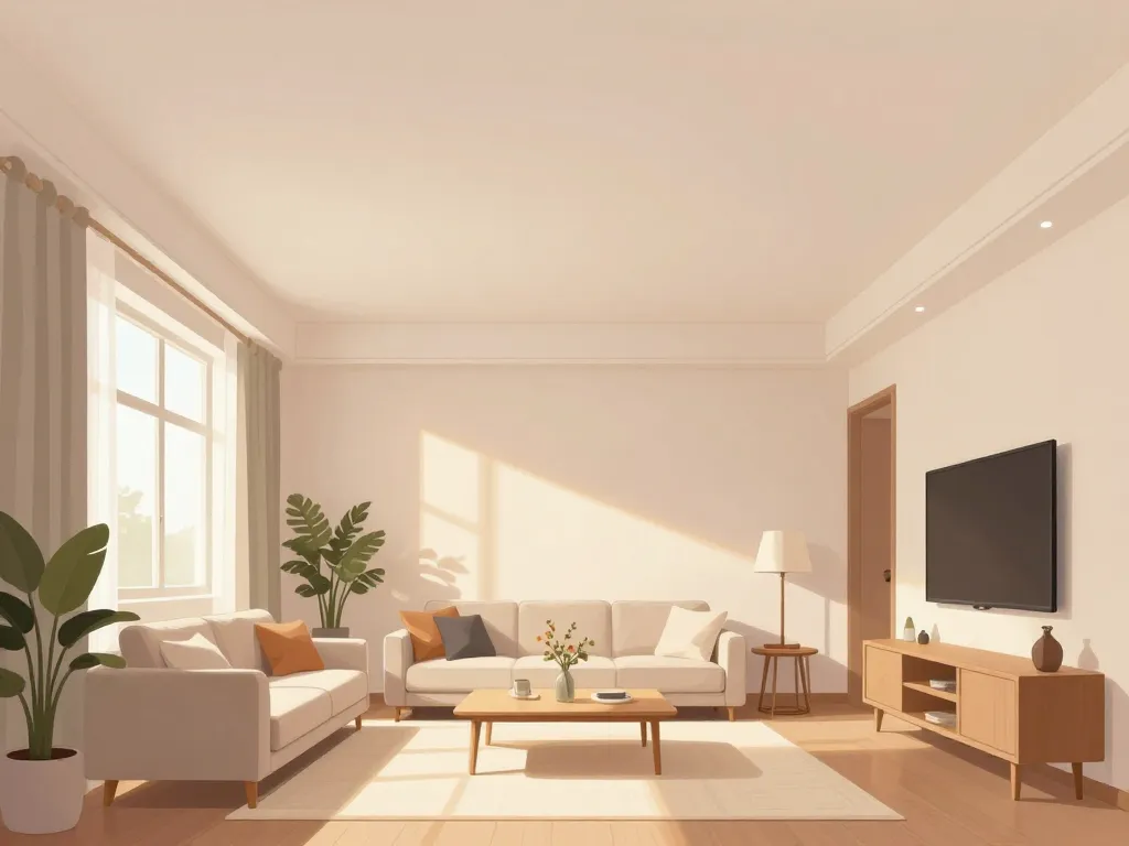 Salon confortable hauteur sous plafond 2m40