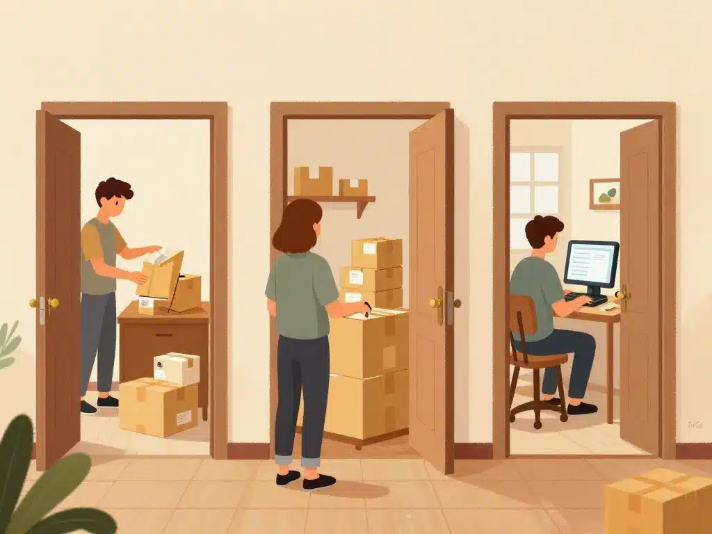 travailler à domicile emballage différentes options visuelles