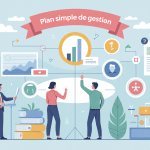 illustration plan simple de gestion équipe et tableau