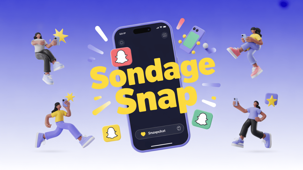 Illustration sondage Snap sur mobile, ambiance jeune dynamique