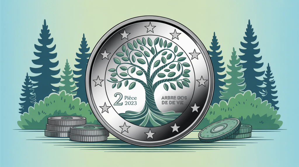 valeur pièce 2 euros arbre de vie 2023 mise en avant