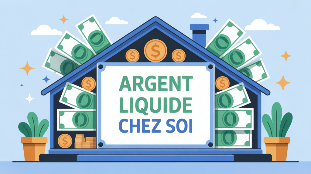 Gestion argent liquide chez soi illustration moderne