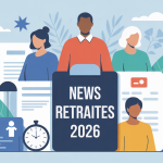 news retraites 2026 ambiance rassurante vectorielle