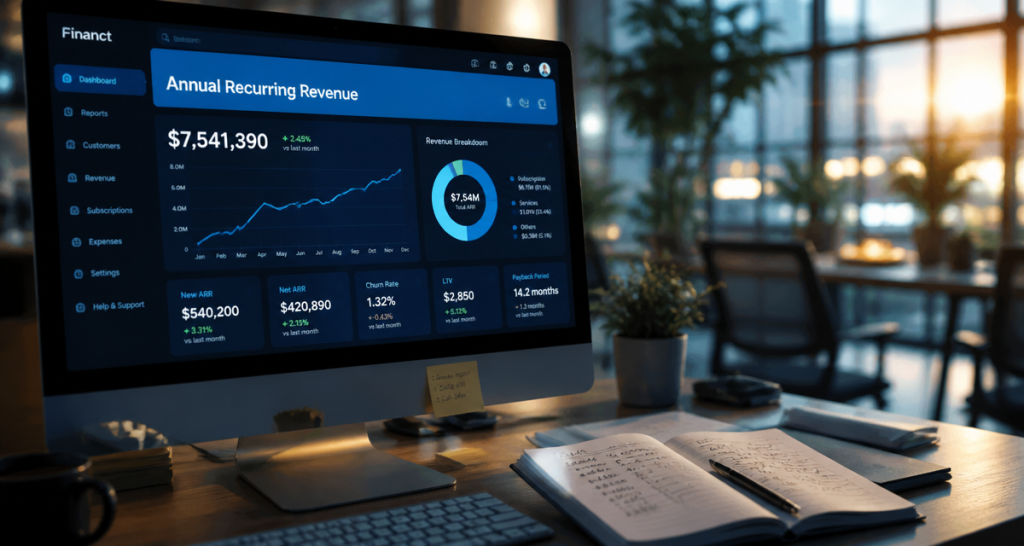 annual recurring revenue affiché sur écran d'ordinateur