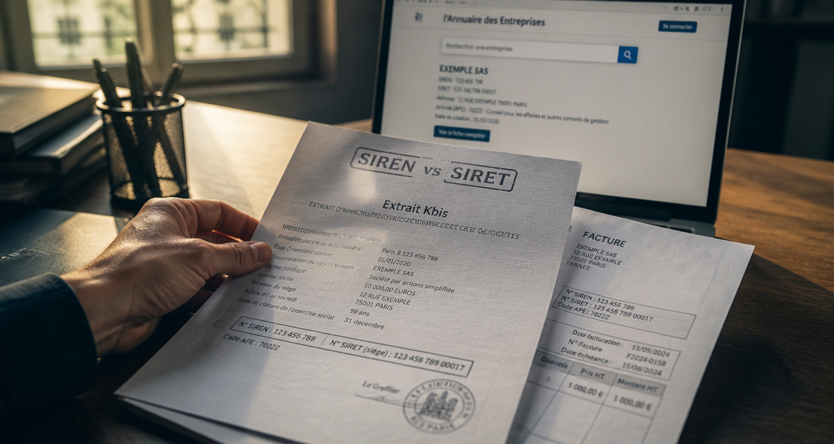 différence entre siren et siret sur documents officiels