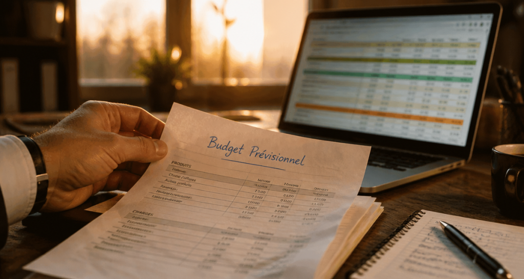 exemple budget prévisionnel sur bureau avec tableau excel