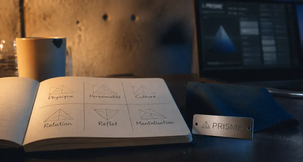 Prisme de Kapferer : carnet avec six facettes identité de marque