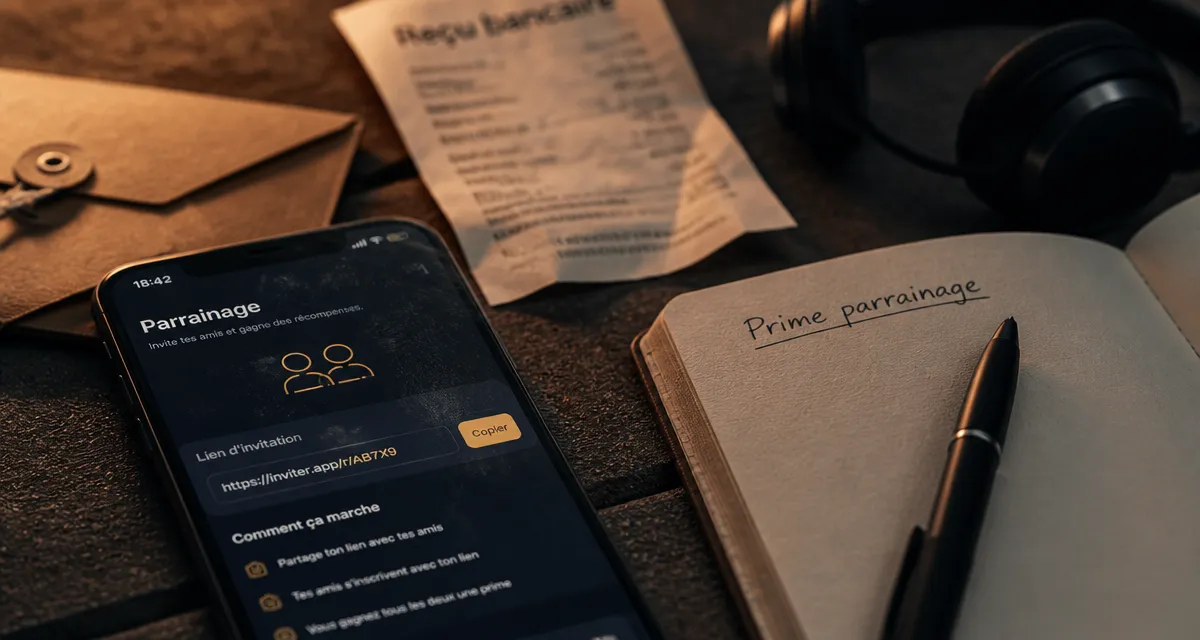 Trade Republic parrainage : smartphone avec lien d’invitation et prime de 200 €