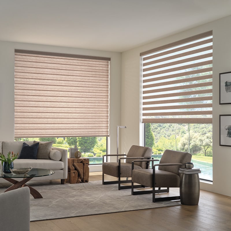 Designer Banded Shades on a Large Window