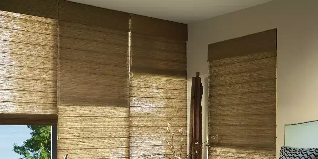 Alustra Woven Textures Roman Shades Fabric: Entwine Color: Branch