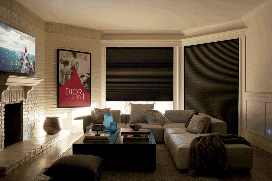 Duette Cellular shades with LightLock™ closed then opened