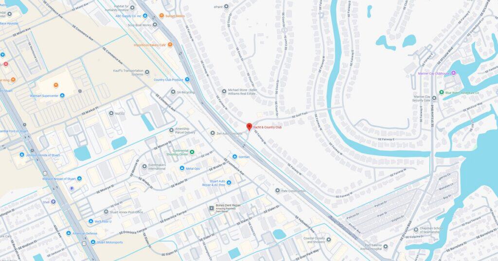 Detailed city map highlighting streets, parks, and waterways in downtown area.