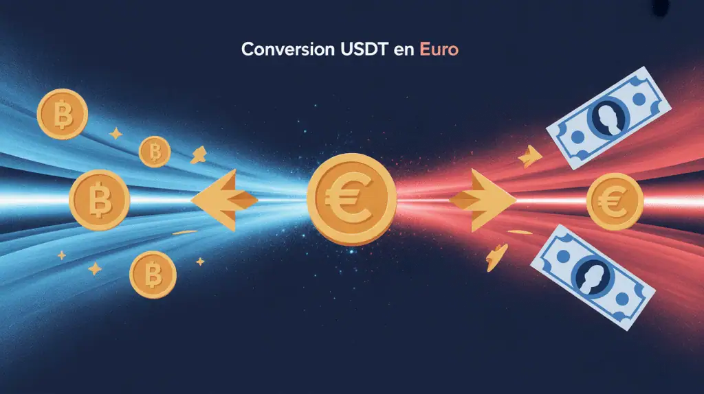 illustration conversion usdt en euro moderne