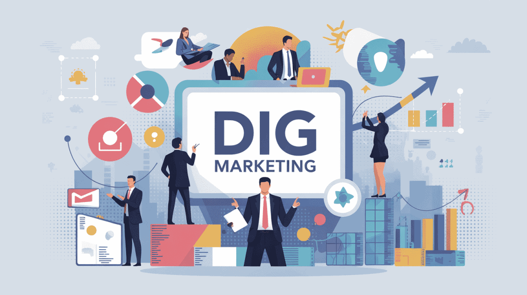 Illustration dig marketing digital conseil