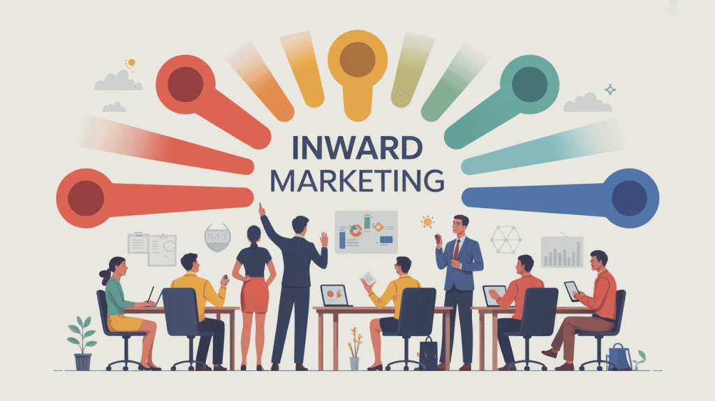 illustration inward marketing équipe collaborateur coeur entreprise