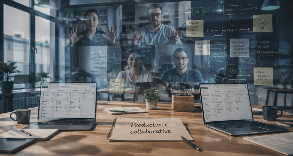 Outils collaboratif visioconférence tableau Kanban