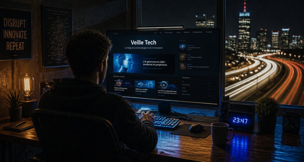 blog technologie professionnel écran bureau nuit