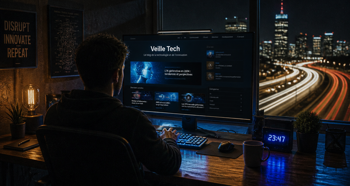 blog technologie professionnel écran bureau nuit