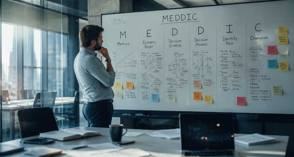 manager analyse methode meddic sur tableau blanc